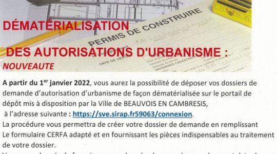 Nouveauté : Dématérialisation des autorisations d'urbanisme
