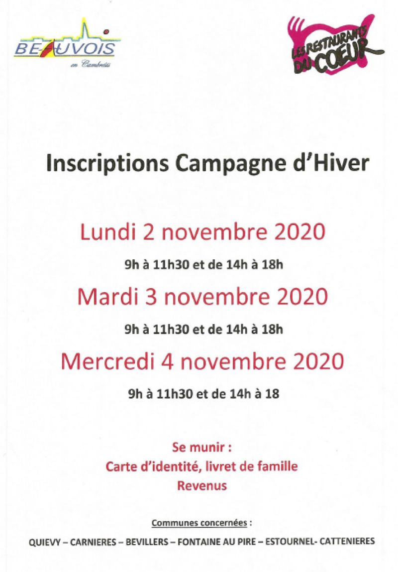 Inscription Campagne d'Hiver