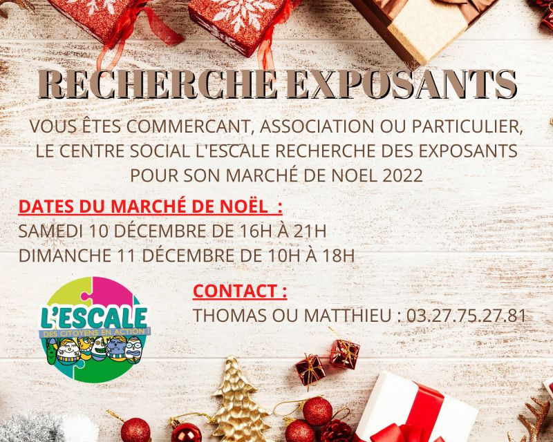 Recherche Exposants Marché de Noël - Centre Social l'Escale